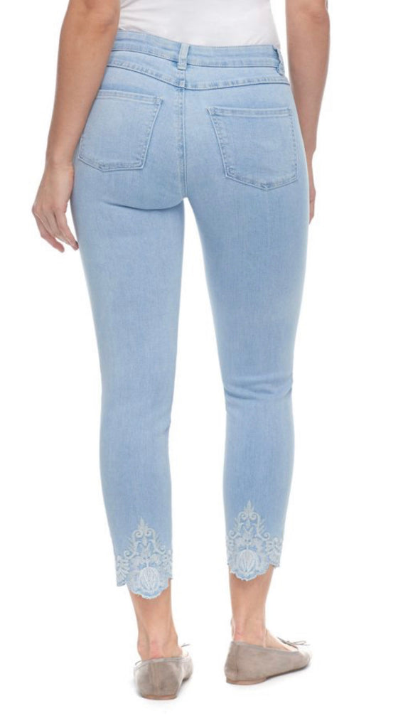 Lace & Embroidered Hem Jeans